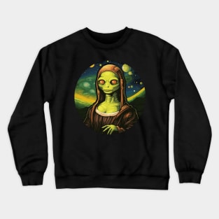 UFO Mona Lisa Alien Gifts Men Women Kids Funny Alien Crewneck Sweatshirt